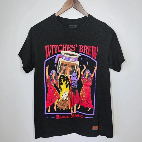 Steven Rhodes Black Witches Brew Black Magic Short Sleeve Halloween Tee Shirt - Picture 1 of 10